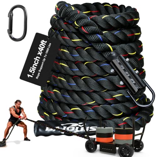 DAJOUJS Workout Weight Sled Pull Rope - 1.5 Inch Dia. 40Ft Heavy Duty Exercise Rope for Sled Pulls, Tire Pulling, Football Training - Fitness Resistance Gym Equipment for Men & Women