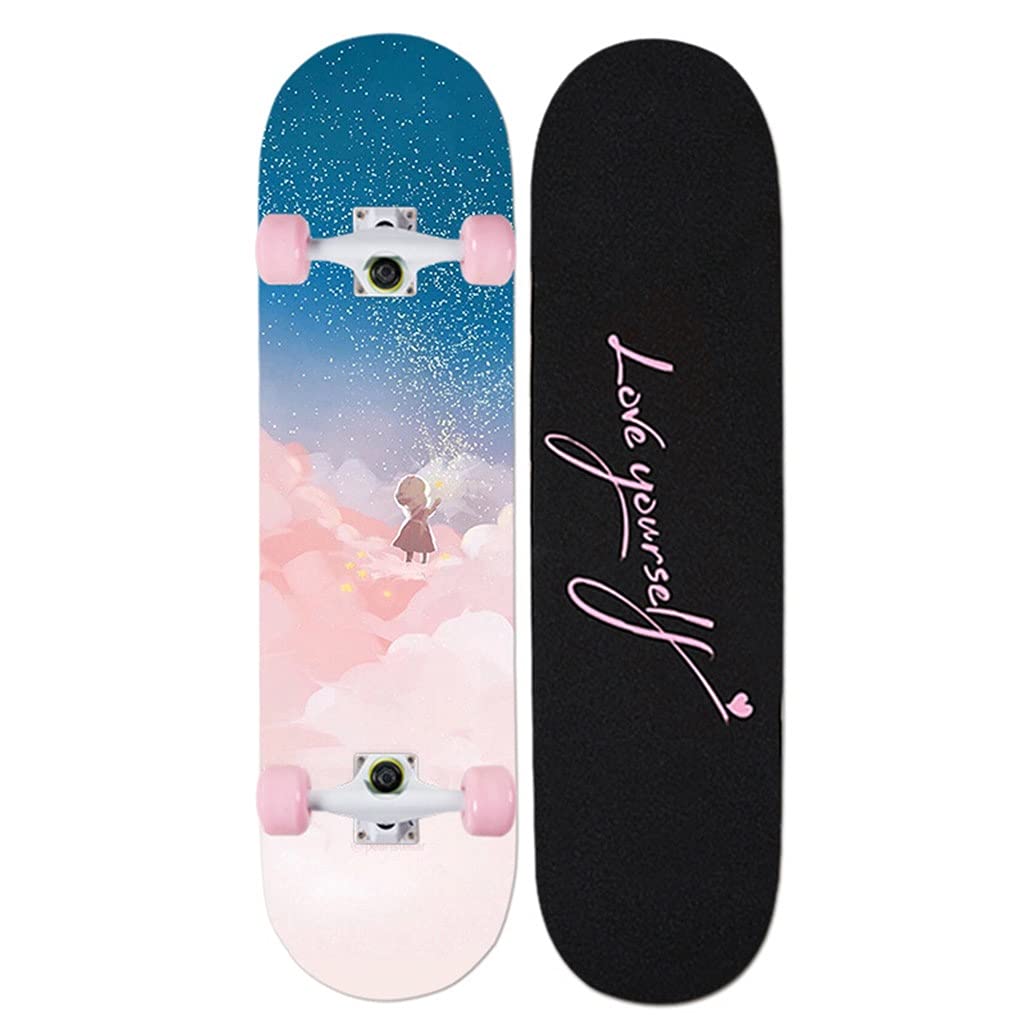 Lgan Skateboard Erwachsene, 31x8in Ahorn Longboard Kinder, Anfänger Skateboard Deck, Mädchen Pennyboard (Color : FF)