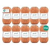 Gründl Laine Cotton Quick uni – laine fine pour crochet – fil à tricoter – fil à crocheter – brillante et douce pour la peau – 100% coton – 10 pelotes 50 g / 125 m – taille d’aiguille 3-4 –curry