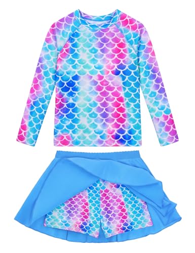 Image of Snowheart Girls Rash Guard Swimsuit Set Long Sleeve Bathing Suit Two Piece 3-12 Years