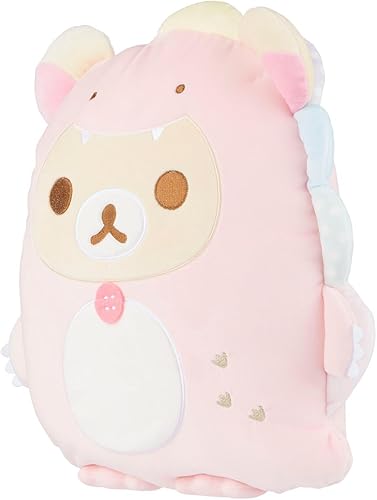 Miniatura 2 de Rilakkuma Korilakkuma San-X Original Plays with Dino Flat Mochi Series Plush - Rosa pastel - Peluche de 15 pulgadas