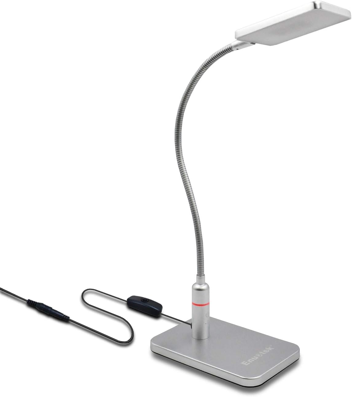 Silver Metal Flexible LED Desk Lamp Touch Dimmable LED Table Reading Bedside Light Energy Saving 5W LED Eye Protection Daylight Lighting 5000K by Enuotek