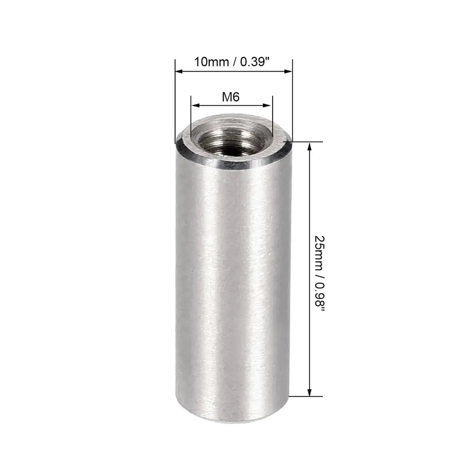 Tuercas de unión Redondas Tubo de espárrago de Manguito Redondo, Conector de unión, Manguito de Barra, Tuerca de espárrago(M12x20x20mm)