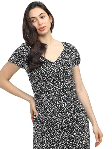 Image of Tokyo Talkies Women's Dresses for Women | Floral Print | Short Smocked Dress | Puff Sleeves | Elegant & Trendy