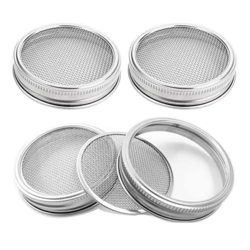 Jrudjsnhhty Paquete de 4 Tapas para Tarros de Brotes de Acero Inoxidable para Tarros de Boca y para Cultivar Brotes