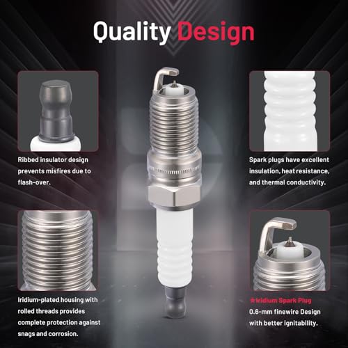 Image of BDFHYK 7316 Iridium Spark Plugs Compatible with Buick Century Compatible with Chevy Beretta Cavalier S10 Escort Explorer Focus for GMC Sonoma for Isuzu Hombre Marquis Sunfire 2.0L 4.0L L4 V6 Set of 6