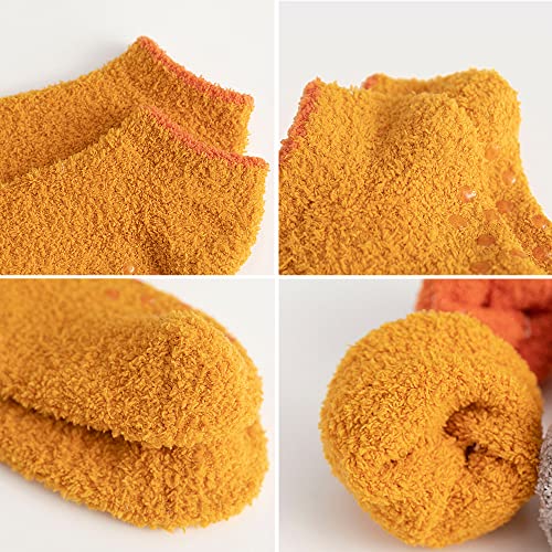 3/6 Pairs Non Slip Hospital Socks for Women Fluffy Fuzzy Slipper Socks with Grips2