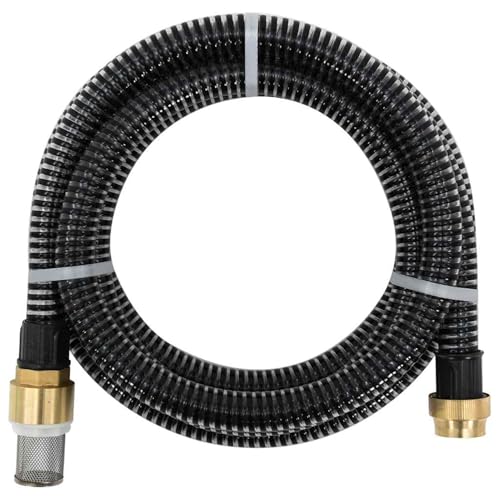 Image of Swpsd PVC Suction Hose 10m with Foot Valve and Strainer, Black Brass 25mm Inner Diameter 29mm Outer Diameter 2mm Wall Thickness 2455g 1in Threaded Connection 6 Bar Working Pressure, for Garden Pumps a