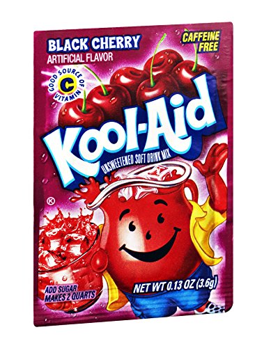 Kool-Aid Black Cherry Caffeine Free Unsweetened Soft Drink Mix, 0.13 OZ (Pack of 192)