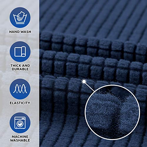 KEKUOU Stretch Oversized Sofa Slipcover 1 Piece Couch Sofa Cover (94"-110") Furniture Protector 4 Seater Sofa with Elastic Bottom for Kids,Pet.Jacquard Checked Pattern Fabric(X Large,Navy Blue)