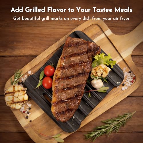 Image of Tastee Cast Iron Grill Pan for 4QT+ Square Air Fryers, 7.5 x 6.3 in