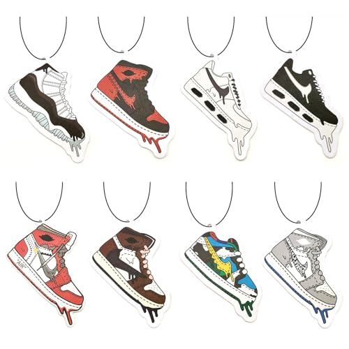 Guyode 8 Pièces Désodorisants pour Auto Interessant Parfum Voiture Sneakers Muster Dekoration Odeur Voiture Anhängerset S'applique à Erwachsene Kinder Familien und als Autoschmuck