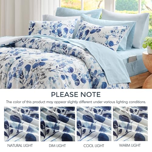 Regency Heights Lightweight Seersucker Botanical Comforter Set Queen Size, 9 Pieces Reversible Design Bed in A Bag Set, Premium Microfiber Bedding Set, Blue - image 9