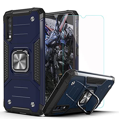 A70 Case Galaxy A70 Case Samsung A70S Cases with HD Screen Protector,AYMECL Armor Grade Cases with Rotating Holder Kickstand Non-Slip Hybrid Rugged Case for Samsung Galaxy A70 Blue