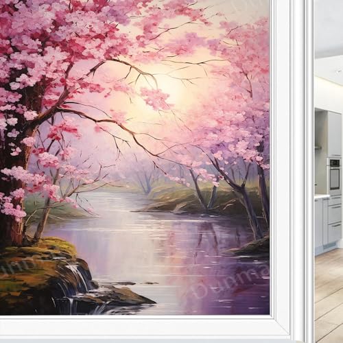 Vinilo decorativo para ventana con flores en tonos acuarela 17.7x23.6 in miniatura 1