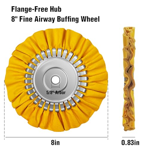 Image of 2PCS 8 inch Airway Buffing Wheel with 5 /8 inch Arbor Flange-Free Hub, Yellow Buffing Wheels for Angle Grinder, Metal Polishing Wheel for Aluminum Wheels Stainless Steel Oxidation Removal