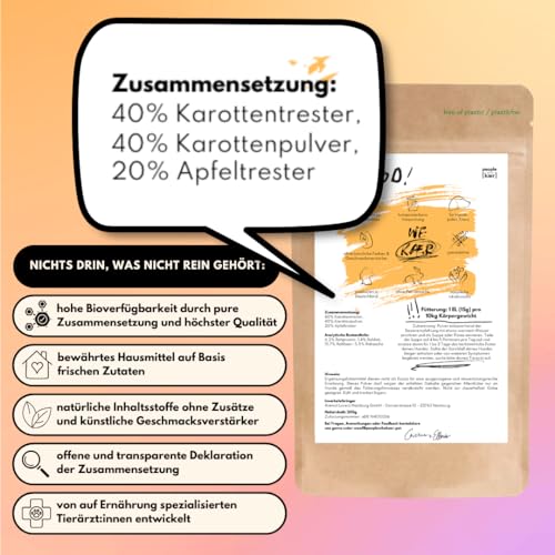 People who Kaer Morosche Karottensuppe 200g, hohe Ergiebigkeit Dank Pulver-Form, Präbiotika Mittel zur Unterstützung bei Durchfall & Magenproblemen, Karottenpulver mit Karottentrester, für Hunde