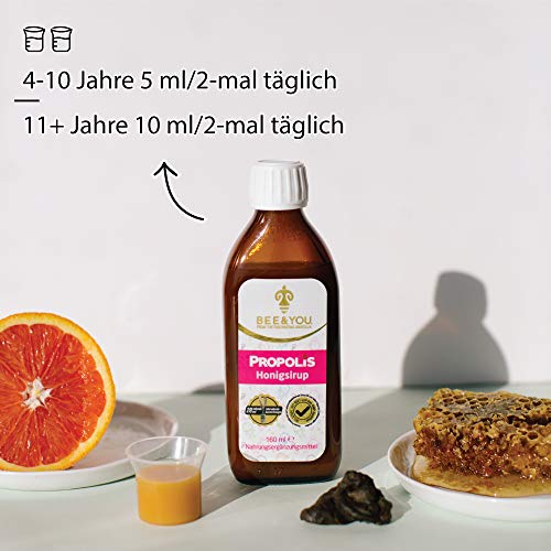 BEE&YOU Propolis Honigsirup, für Kinder mit Vitamin-C, Nahrungsergänzungsmittel für Kinder, 100% natürlich und ohne Zusatzstoffe, 33 internat. Auszeichnungen, 12 Zertifikate, Glutenfrei, ohne Zucker – Bild 5