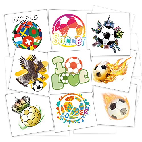 Metker Soccer Sports Waterproof Temporary Tattoos,140 Piece Individual Temporary Tattoo Stickers For Adults,Kids,Soccer Fans,Perfect For Soccer Parties, Group Events,Soccer Face Stickers,Gift Bag Fillers,Soccer Theme Birthday Party Decorations #TOP7