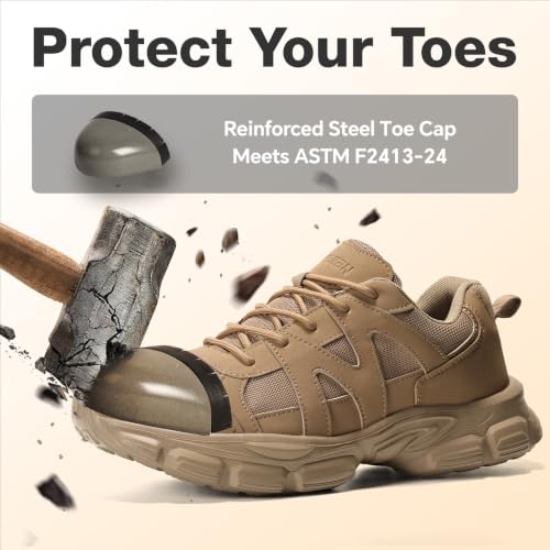 Image of Steel Toe Shoes for Men & Women Work Shoes Women Safety Toe Sneakers Unisex | Lightweight,Breathable,Arch Fit,Comfortable,Construction,Manufacturing,Garden,Garage,Running,Factory,Plant