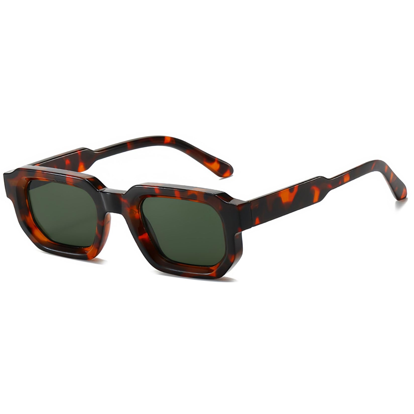 JCTAIFOO Trendige Rechteck Sonnenbrille für Herren Damen Vintage Rechteckige Retro Quadrat Chunky Brille