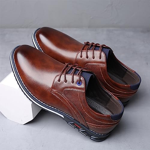 Men's Leather Dress Flat Oxford Shoes Slip On Lace Up Causal Shoes Fashion Walking Shoes Business Office Party Comfort Loafers2