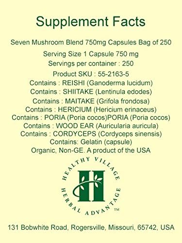 Miniatura 3 de Siete cápsulas de mezcla de hongos 750 mg bolsa de 250