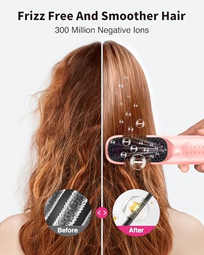 Image of Bopcal Cordless Hair Straightener Brush, 10000mAh Ionic Heated Comb, 6 Temp | Portable Rechargeable Hair Styling Brush with MCH Fast Heating, Ceramic Ionic Care, Anti-frizz Smoothing for Travel Use