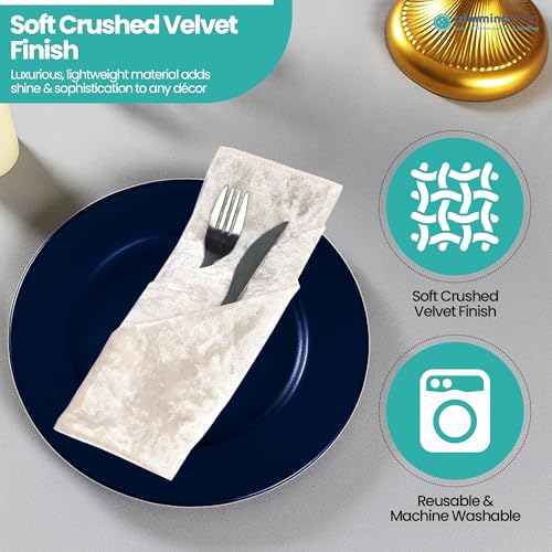 Servilletas de mesa de terciopelo champán, set de 100 unidades ligeras de 20 pulgadas 6
