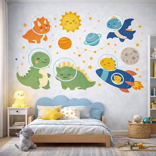 Vinilo decorativo dinosaurio espacio 40x40 cm