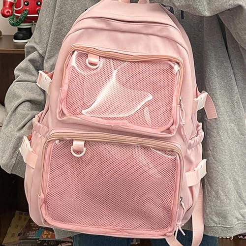 Itabag sac à dos rose compact style japonais avec poche transparente - 6