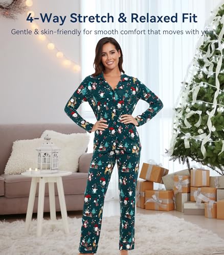 Image of WiWi Viscose from Bamboo Women's Pajamas Set Super Soft Button Down Top and Pants Sleepwear Cooling Pjs S-3X