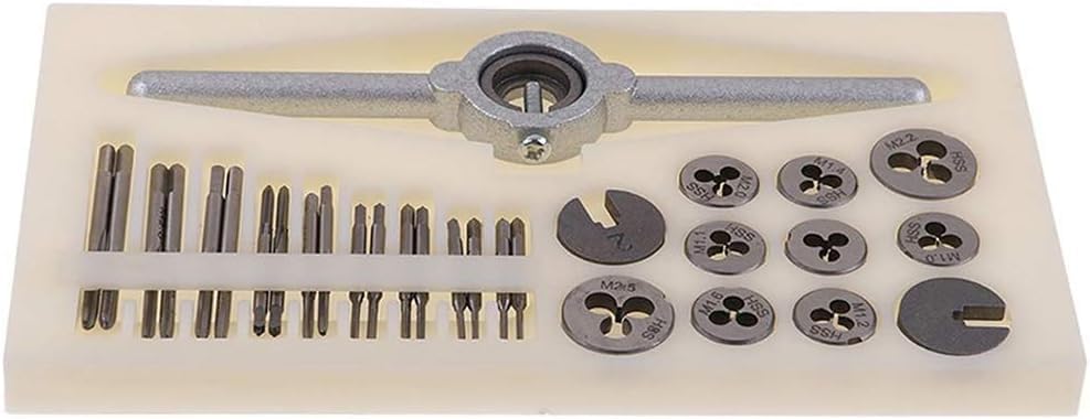 Juego de 31 piezas de machos y troqueles mini HSS métricos de rosca M1-M2.5 herramienta de tornillo