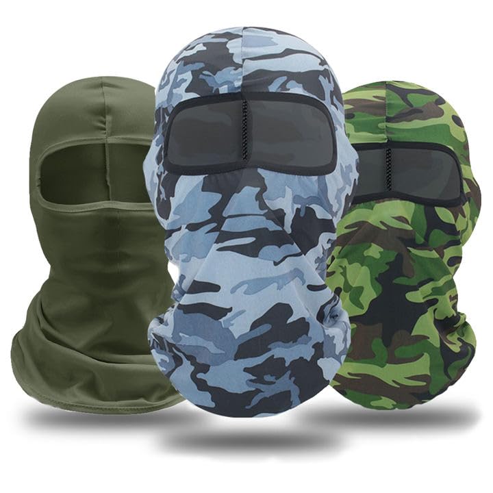 EUPSIIU 3 Pieces Camouflage Balaclava Ski Face Mask Mens Windproof Face Mask Full Face Tactical Balaclavas Unisex Running Riding Breathable Headwear Outdoor Cycling Motorcycle Hunting