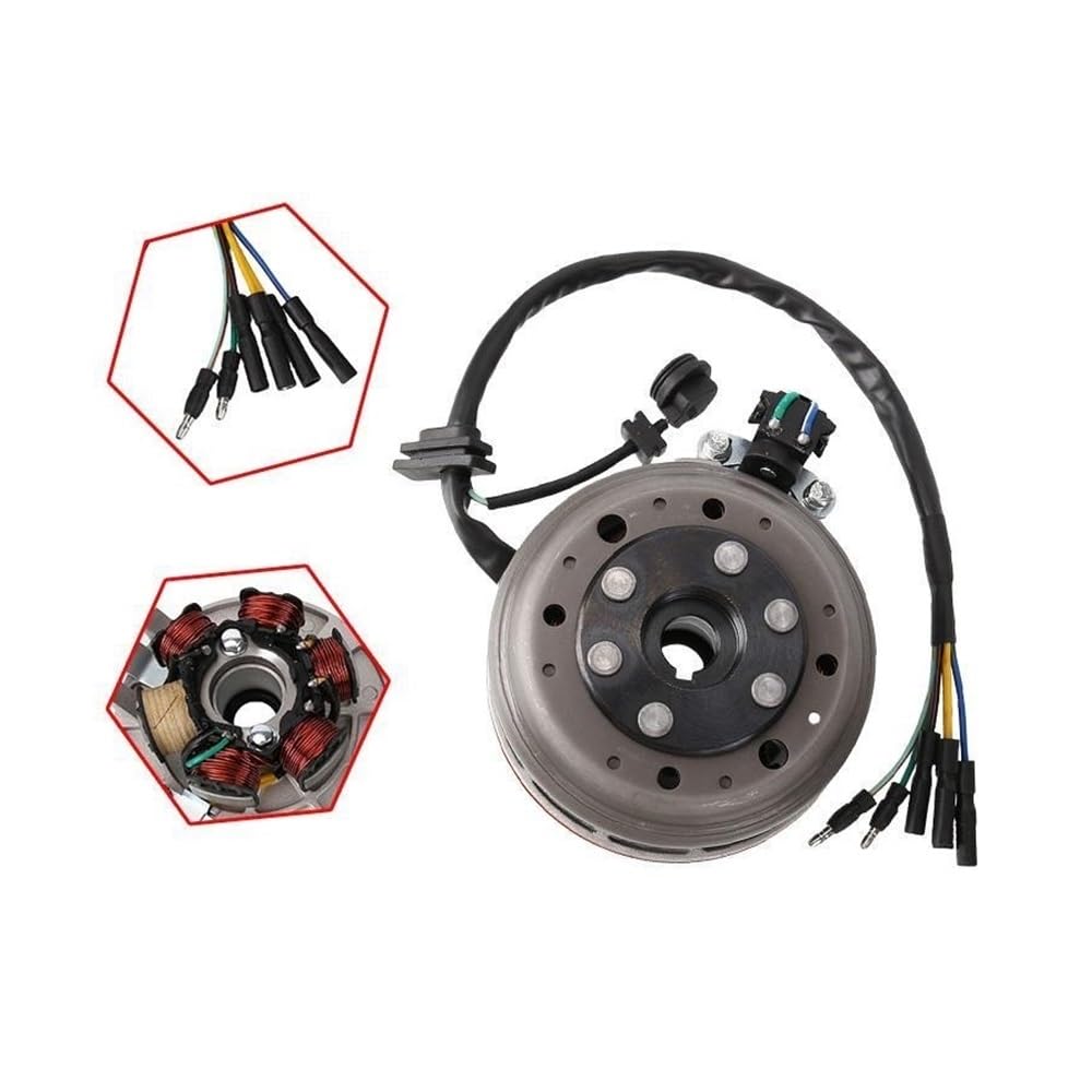 Bobina Estator Generador Motocicleta Bobina De Encendido para Motocicleta, Estátor Magnético, Motor 140CC, Kit Rotor 6 Polos, Accesorios Volante Inercia Repuesto