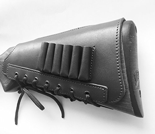 vsdfvsdfv Real Leather Rifle Ammo Cartridge Buttstock Holder Cover Cheek Rest Padded (Black Left)