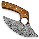 Smma-9881 - Handmade Damascus Steel Ulu Knife - Solid Rose Wood Handle