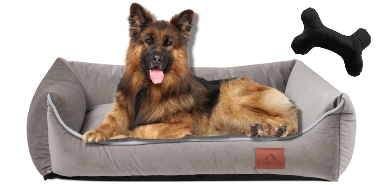 FUUFEE Lux Dog Bed | 120x90 cm | Cozy Sofa for Extra Large Dogs | Comfortable and Washable | with Removable Cover | Perfect for Your Pet's Rest and Relaxation | Beige