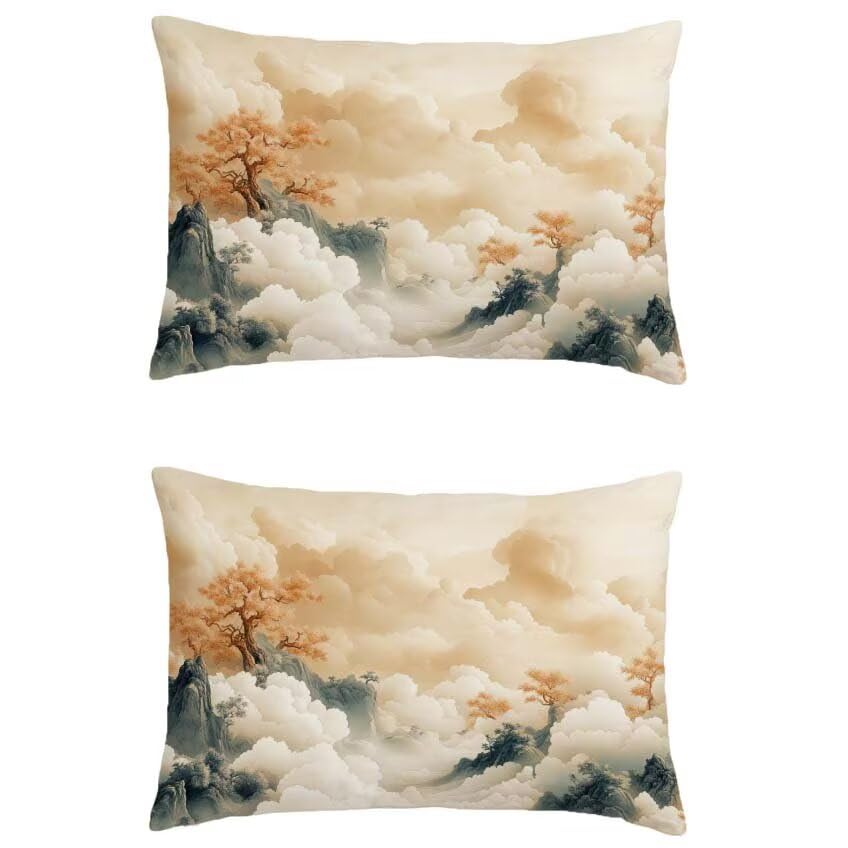 Housse de coussin 50x60 lin crème turquoise, une idée cadeau déco pour l'automne