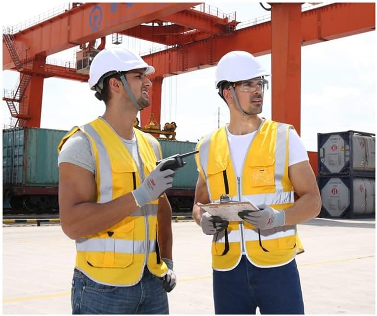 High visibility reflective safety vest multi pockets Hi-vis vest workwear safety waistcoat with reflective strips - Image 5