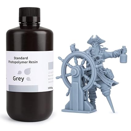 ELEGOO 3D Printer Rapid Resin LCD UV-Curing Resin 405nm Standard Photopolymer Resin for LCD 3D Printing 1000Gram Grey