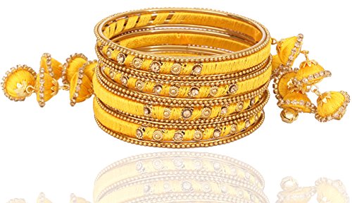 Image of NMII Get your traditions Valentine Gift for Girls & Women Silk Thread Bangle Set With Zircon For Womne & Girls