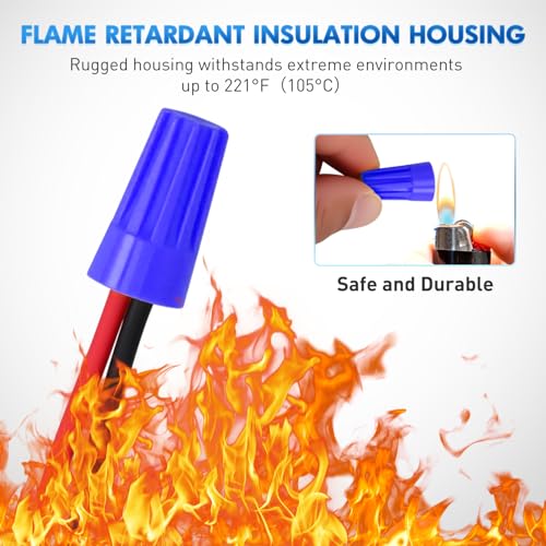 Image of Nilight 400PCS Blue Wire Connectors Kit 20-18 AWG Electric Wire Caps Insulating Insert Twist Electrical Wire Terminal with Spring for Connect Electrical Wiring Automotive Car Truck Boats Marine