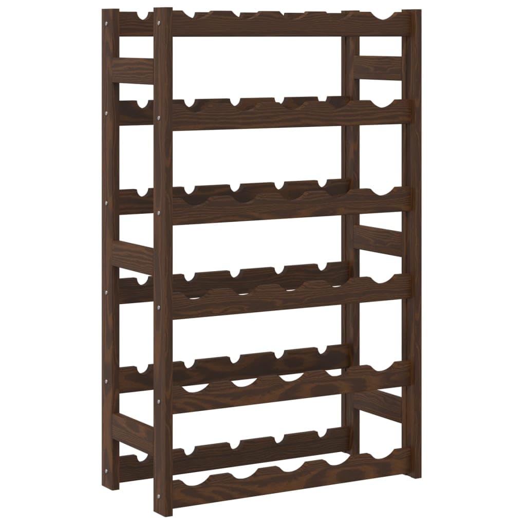 Botellero para 30 botellas marrón de madera maciza de pino, botellero de vino, botellero de vino, decoración para el hogar, botellero de vino, mueble para decoración de muebles