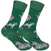 FUNATIC Animal Novelty Crew Socks - Gifts for Wildlife, Zoo Lovers - Realistic Designs - Unisex, One Size Fits Most (Zebra)