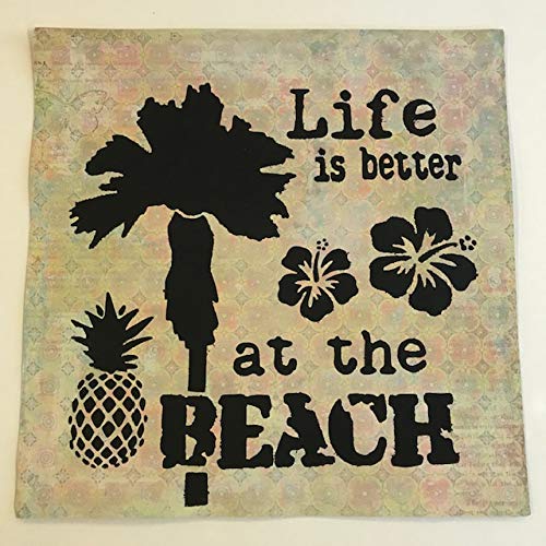 Crafter\'s Workshop Stencil 2 Pack, Reusable Stenciling Templates for Art Journaling, Mixed Media, and Scrapbooking - TCW703 Art is Love & TCW708 at The Beach, 12 inch x 12 inch