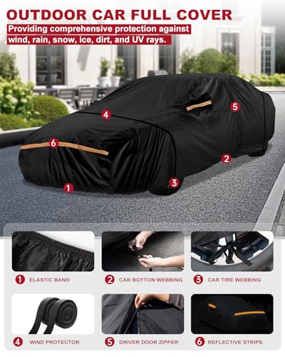 Image of Car Cover for Toyota Corolla 2000-2025 | Heavy Duty Outdoor Full Exterior Cover | Sun, Rain, UV, Dust, and Snow Protection with Door Zipper (Black)