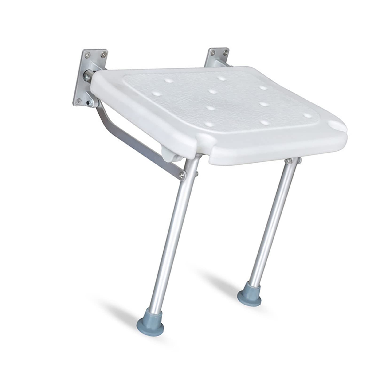 Aoresac Silla Montada en la Pared Fuerte y Resistente con Diseño de Flip-up y Pies No Deslizantes para Ancianos, Discapacitados, Ahorrar Espacio en el Baño, Ranura para la Cabeza de