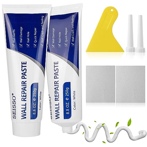 SEISSO Stucco Riempitivo per Muro, Stucco Bianco Per Muro 250g*2, Grande Capacità Per Riparare Crepe, Buchi, Imperfezioni e Graffiti Sulle Pareti