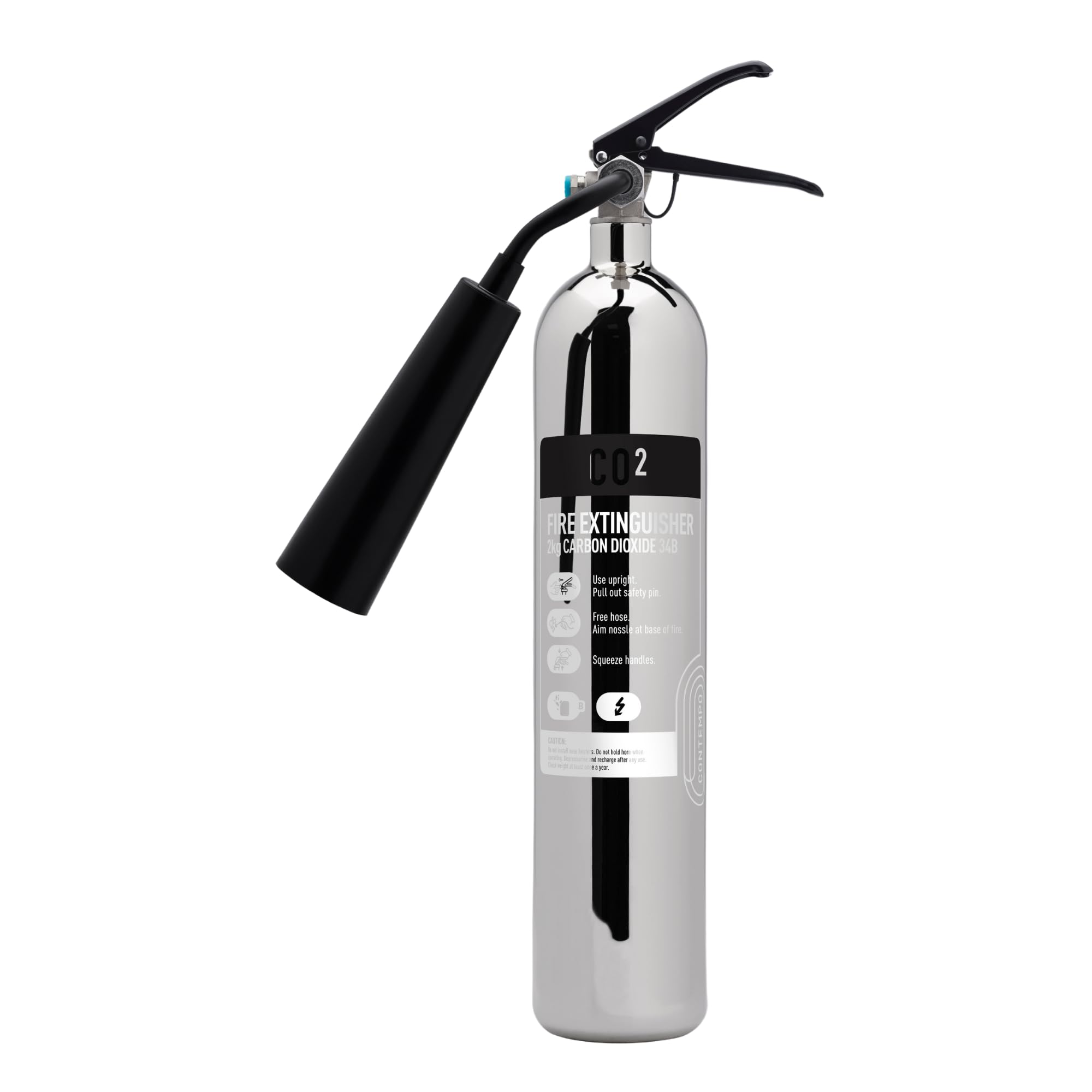 Contempo CO2 Fire Extinguisher - Luxury - FireShield (Stainless Steel, 2kg)